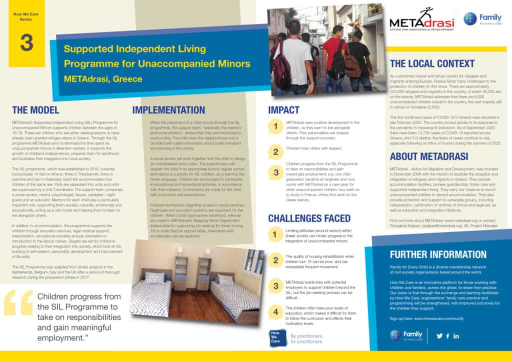 Metadrasi - Family for Every Child on METAdrasi’s Supported Independent Living programme 3 Metadrasi - Briefing paper METAdrasi English