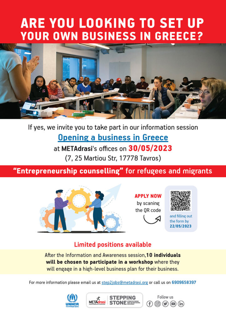 Metadrasi - Stepping Stone: Entrepreneurship Counselling - 2nd Cycle 3 Metadrasi - Entrepreneurship Counselling APR 2023 EN