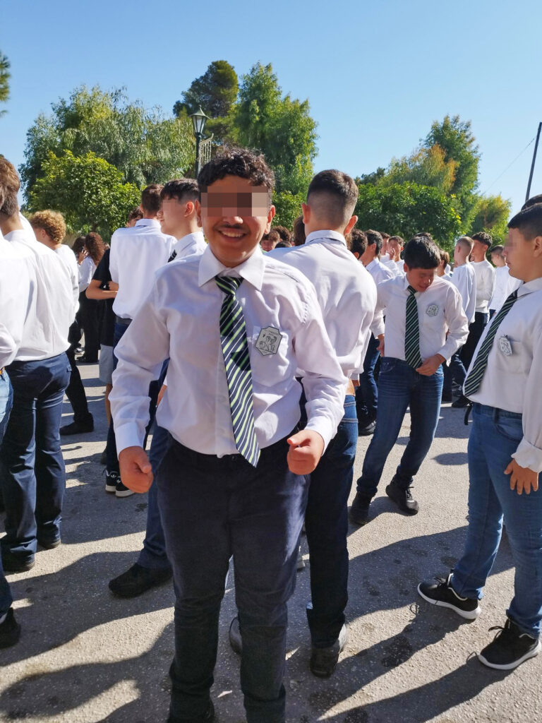 A very proud 14-year-old boy from Syria, one of the unaccompanied children living...